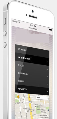 Mobile responsive WordPress mega menu on an iPhone